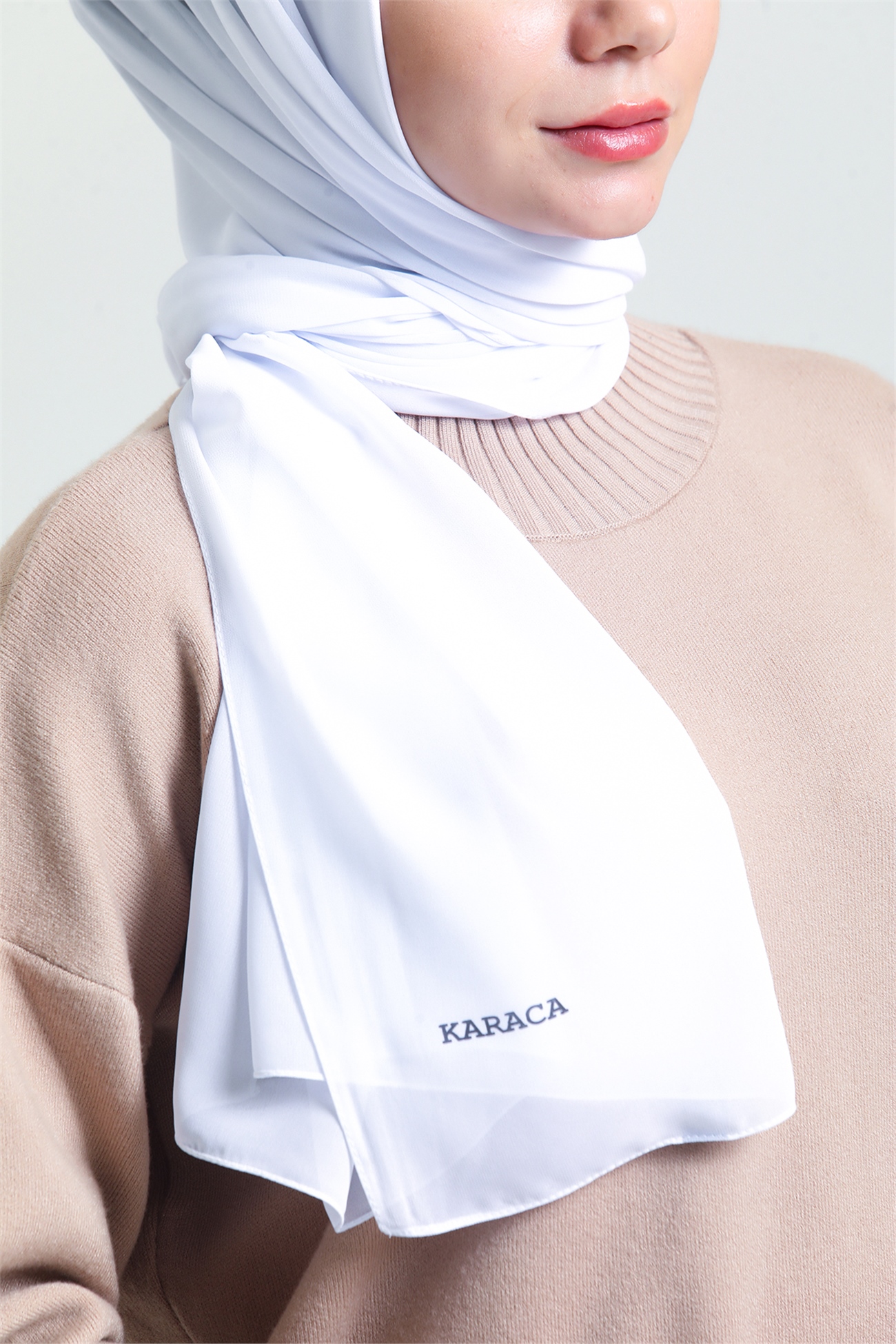 Karaca Nano Krep Şal - BEYAZ