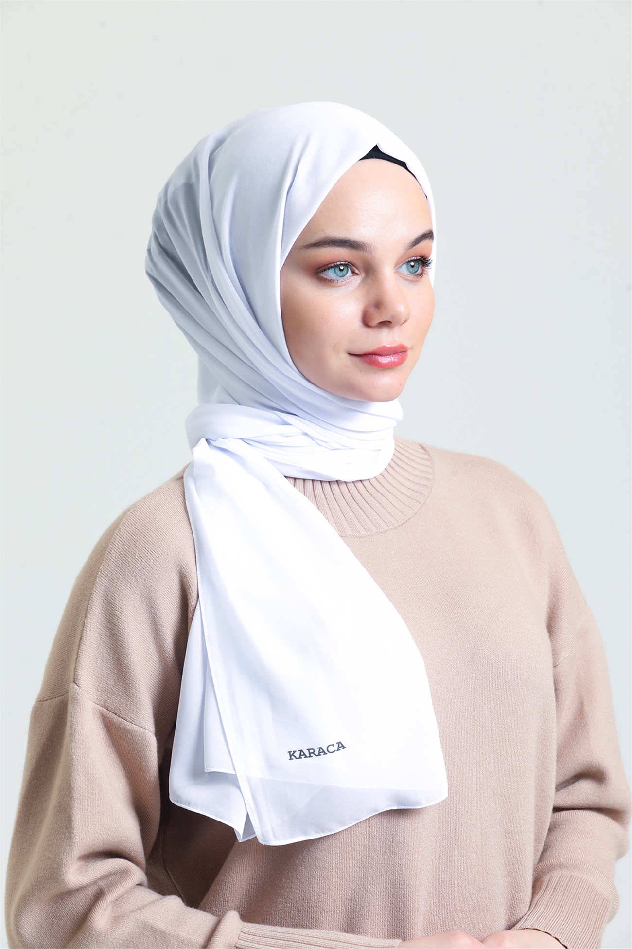 Karaca Nano Krep Şal - BEYAZ
