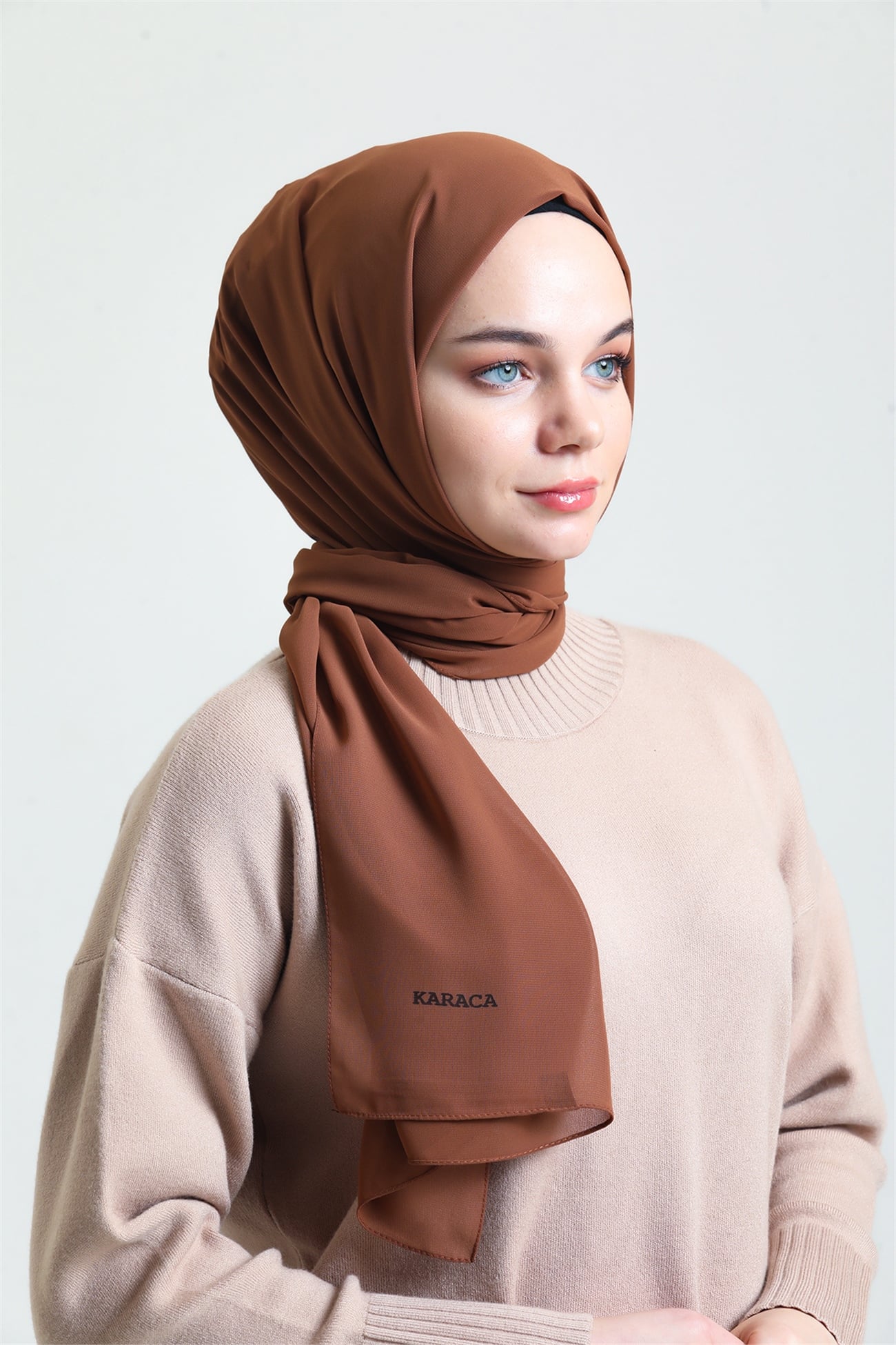 Karaca Nano Krep Şal - KAHVE