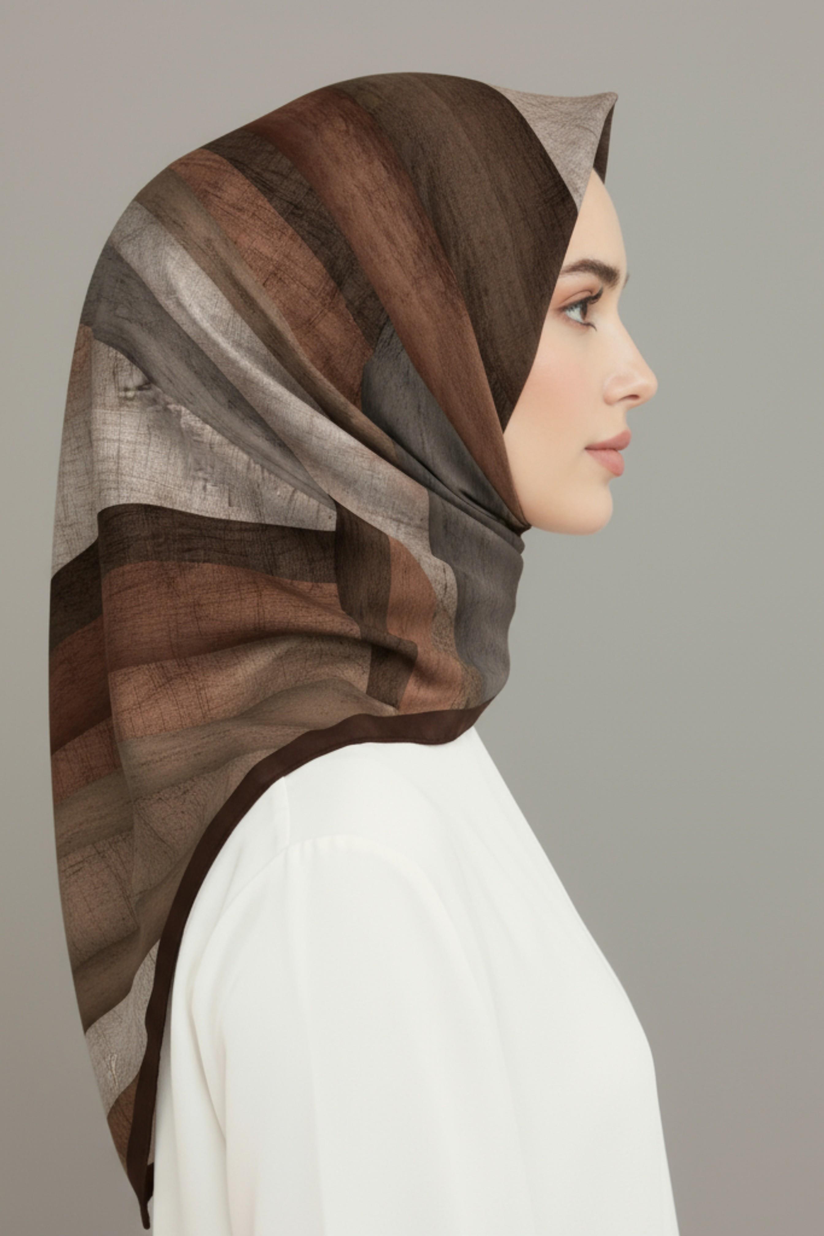 KARACA SOYUT DESEN RAYON EŞARP - ACI KAHVE 