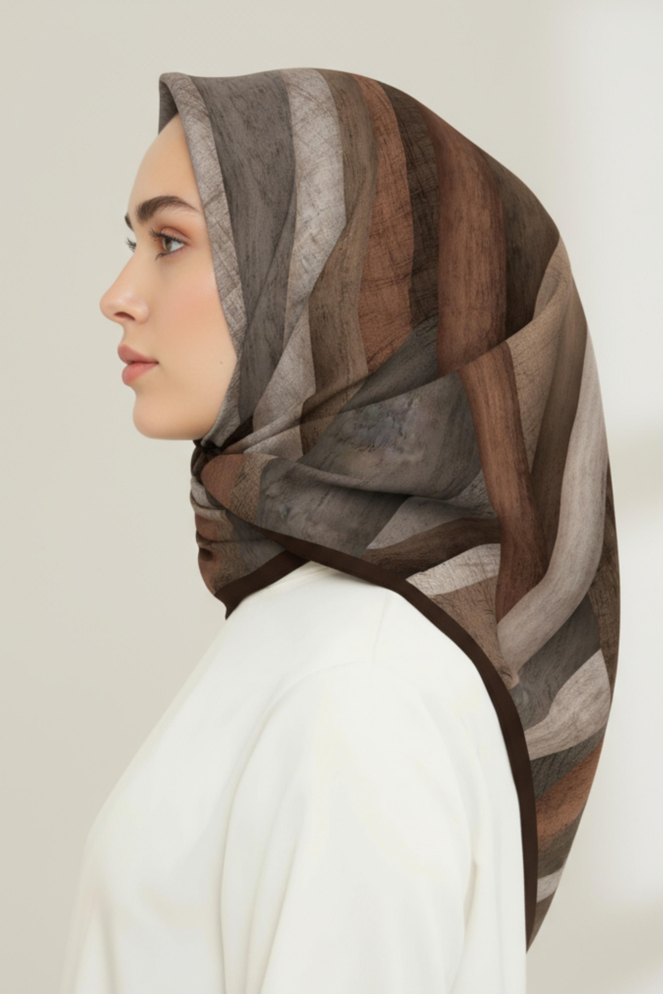KARACA SOYUT DESEN RAYON EŞARP - ACI KAHVE 