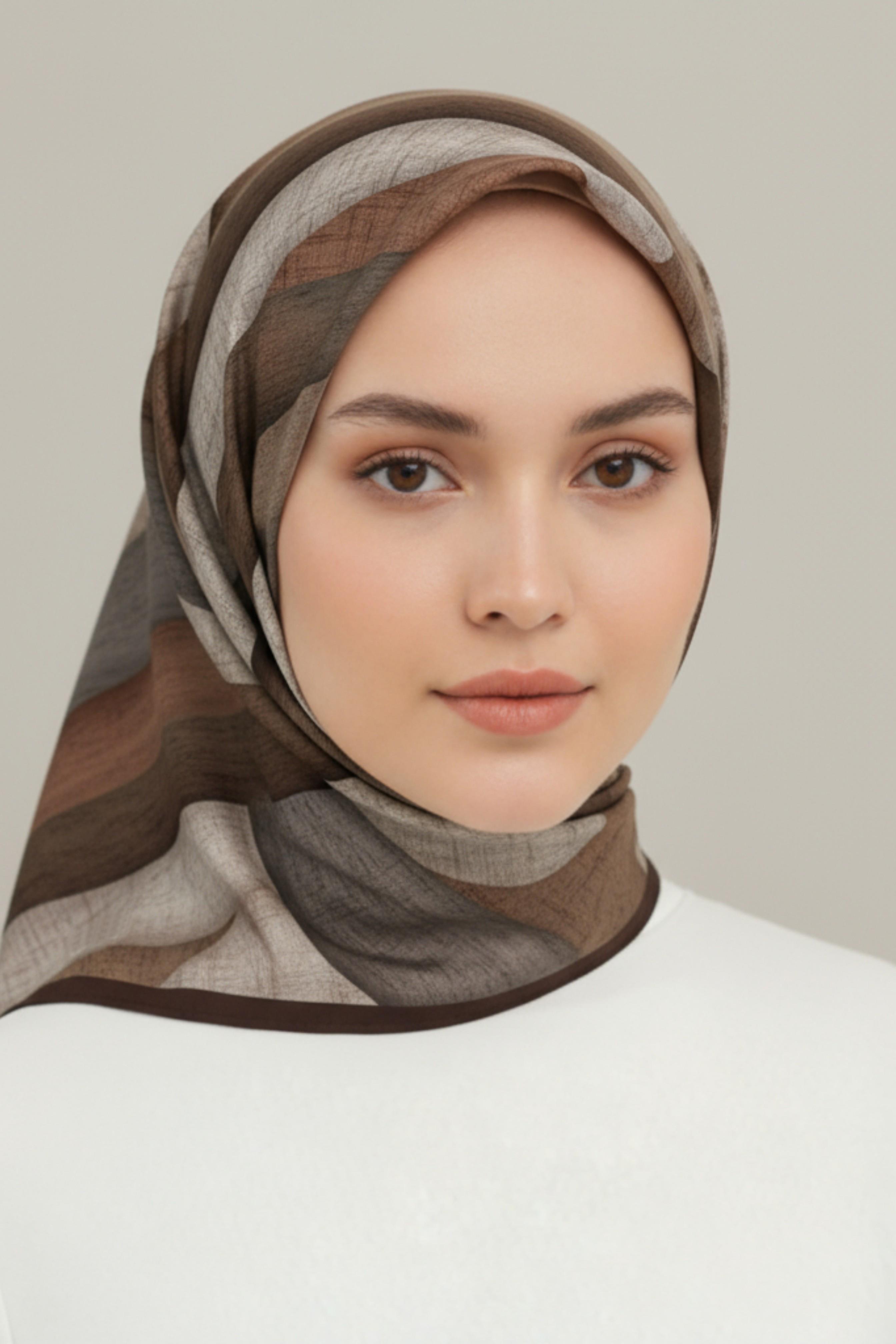 KARACA SOYUT DESEN RAYON EŞARP - ACI KAHVE 
