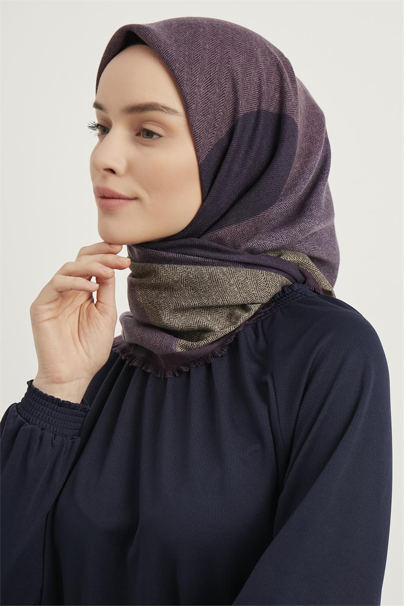 Karaca Yün Eşarp -  KOYU LİLA