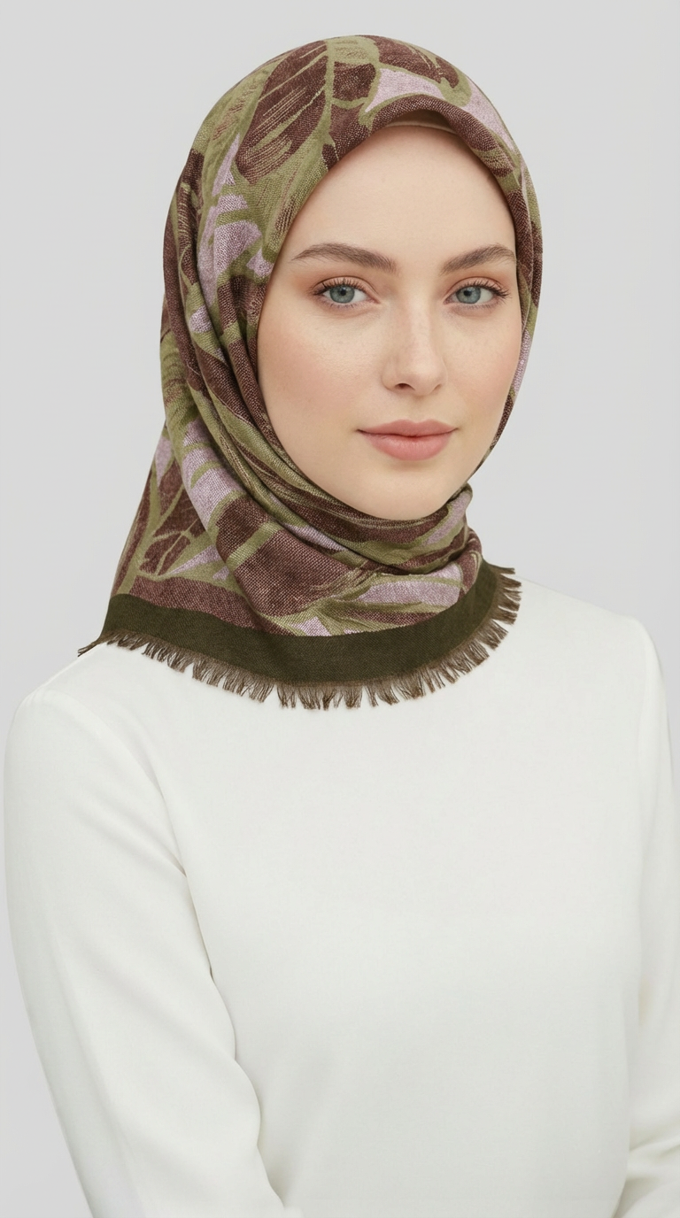 KIŞLIK YÜN EŞARP - HAKİ / KAHVE