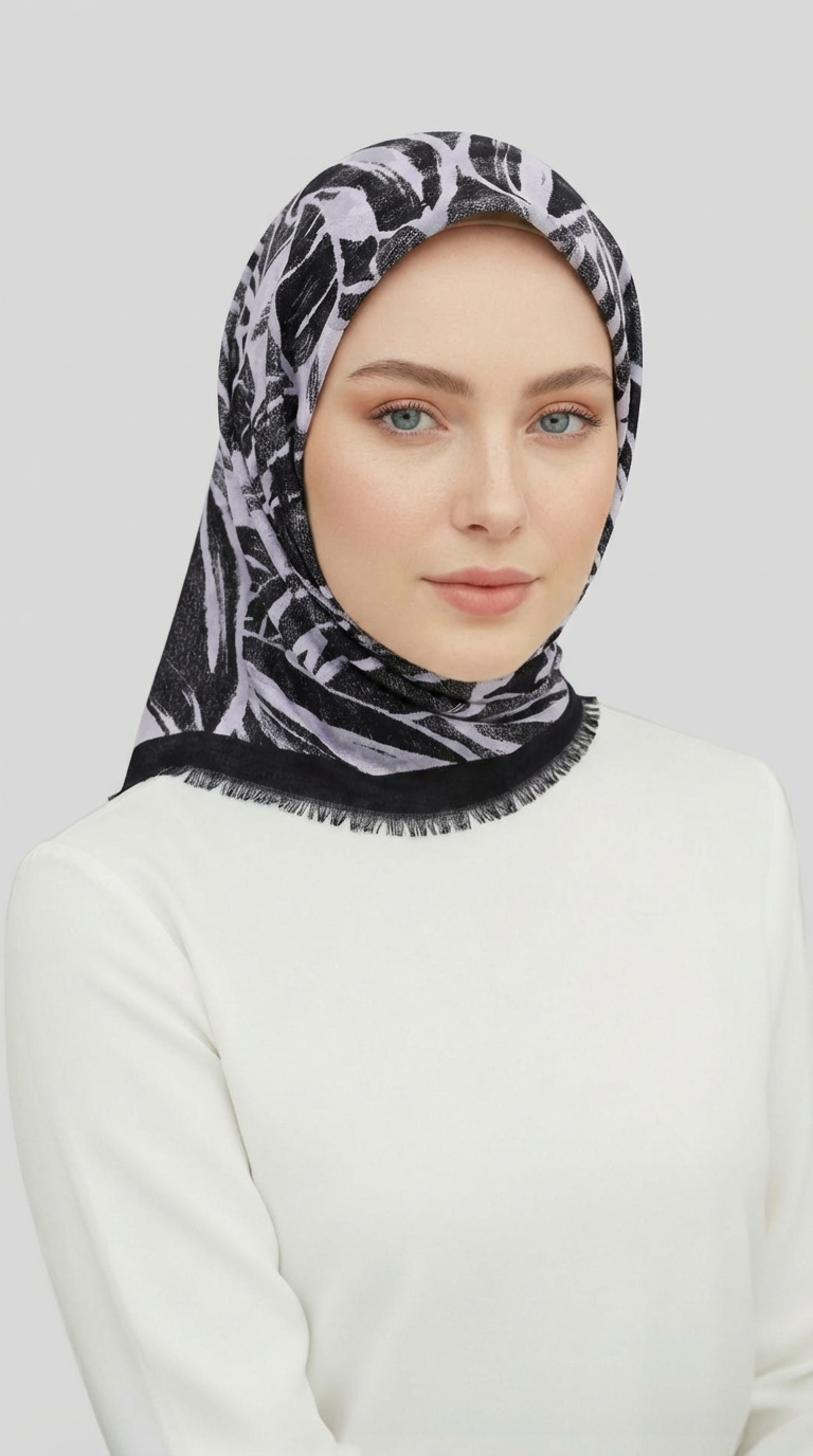 KIŞLIK YÜN EŞARP - SİYAH / BEYAZ