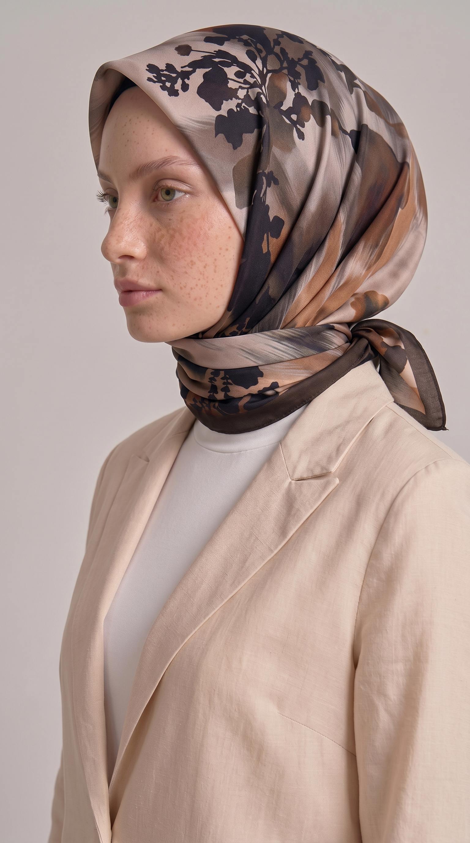 LAVİN DESENLİ RAYON EŞARP - ACI KAHVE