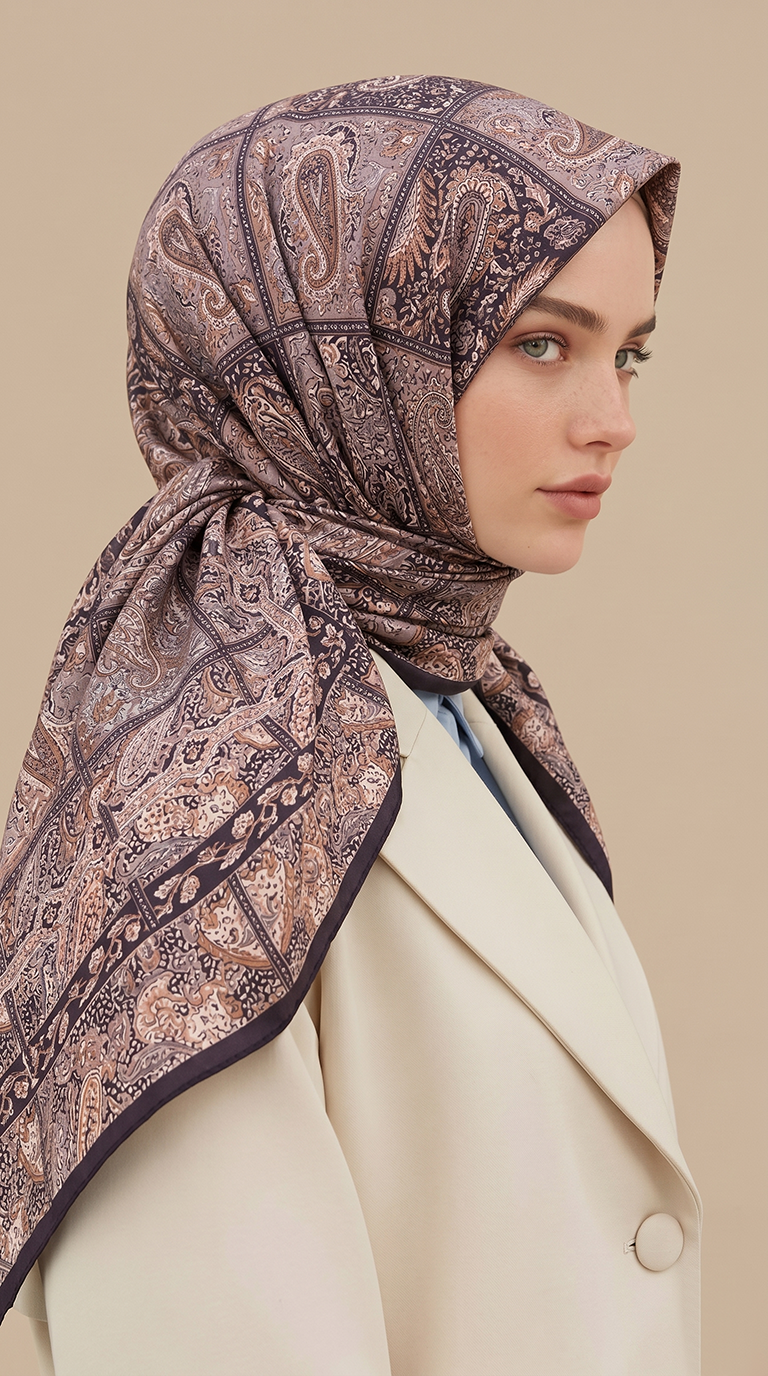MAVERA 120* 120 CM COTTON EŞARP - KOYU MOR