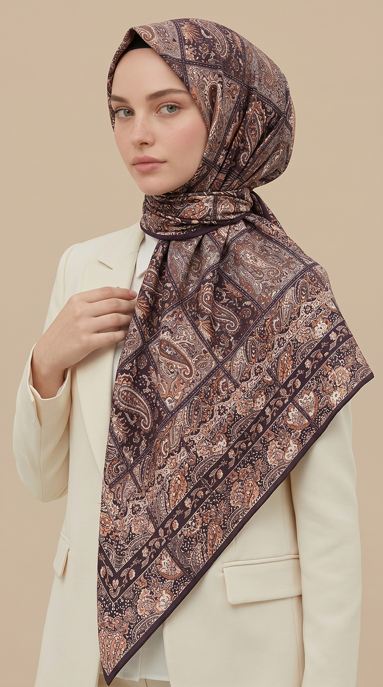 MAVERA 120* 120 CM COTTON EŞARP - KOYU MOR