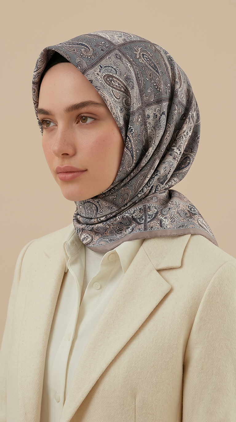 MAVERA 120* 120 CM COTTON EŞARP - KREM / BUZ MAVİ