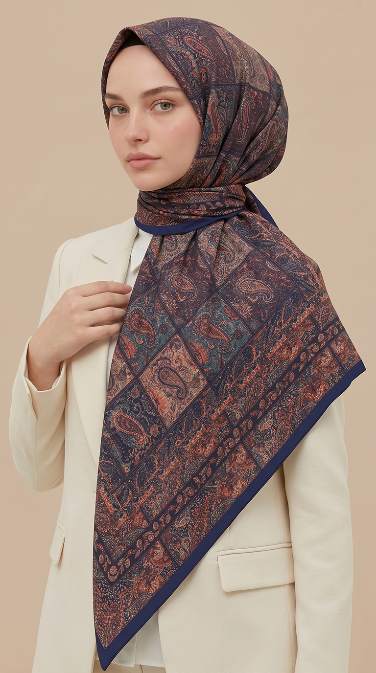 MAVERA 120* 120 CM COTTON EŞARP - MAVİ