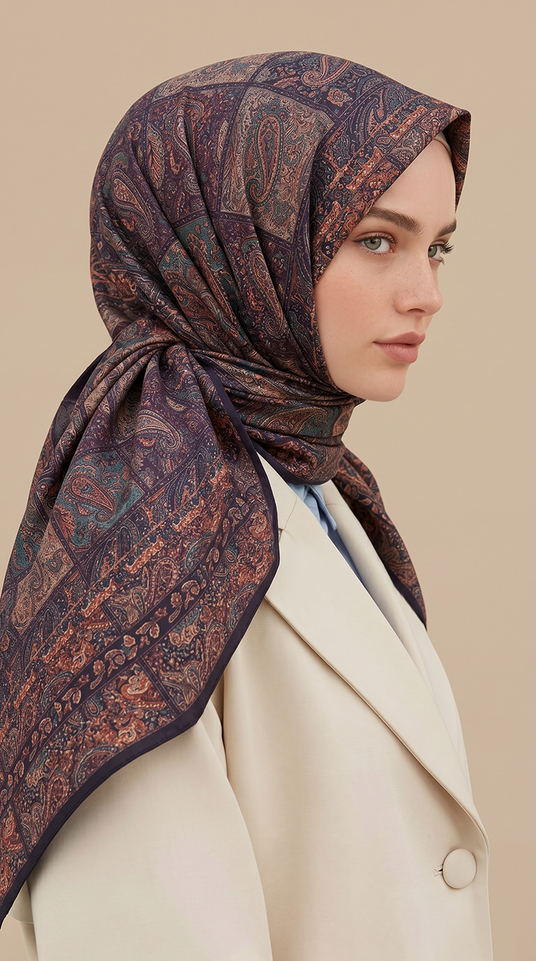 MAVERA 120* 120 CM COTTON EŞARP - MAVİ