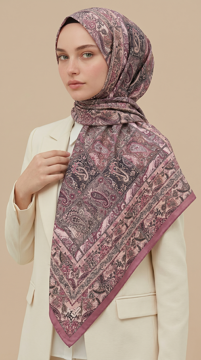 MAVERA 120* 120 CM COTTON EŞARP - PEMBE 
