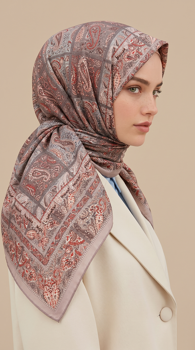 MAVERA 120* 120 CM COTTON EŞARP - TOZ PEMBE / KIRMIZI 