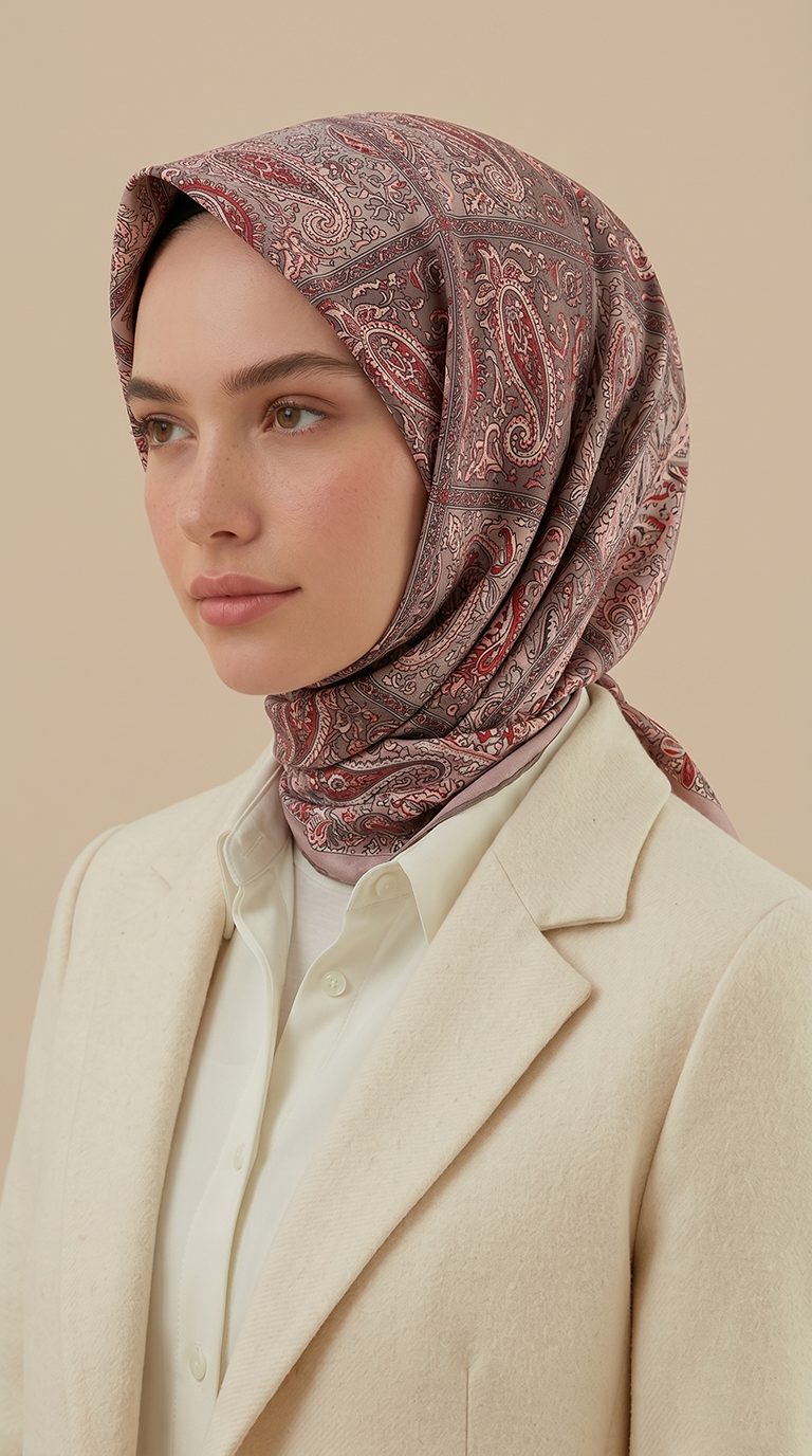 MAVERA 120* 120 CM COTTON EŞARP - TOZ PEMBE / KIRMIZI 