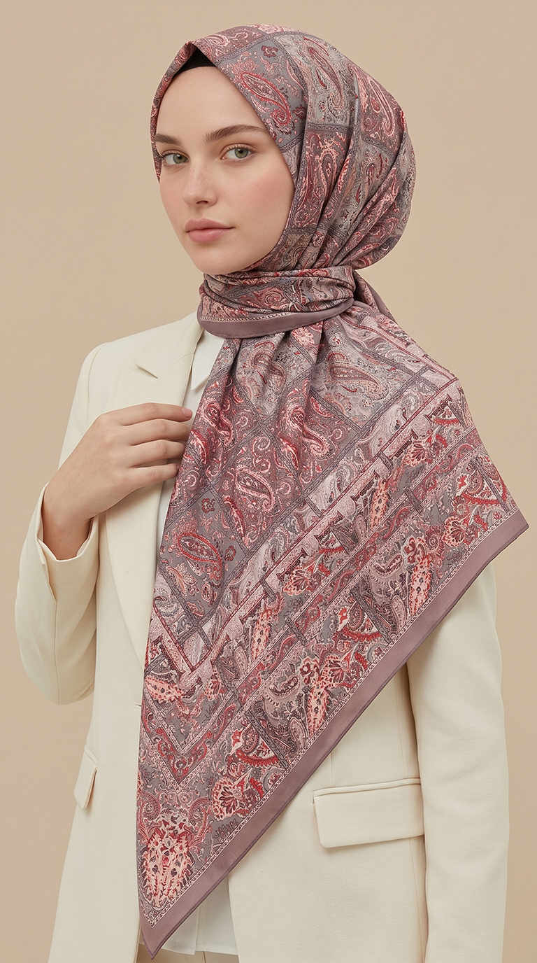 MAVERA 120* 120 CM COTTON EŞARP - TOZ PEMBE / KIRMIZI 