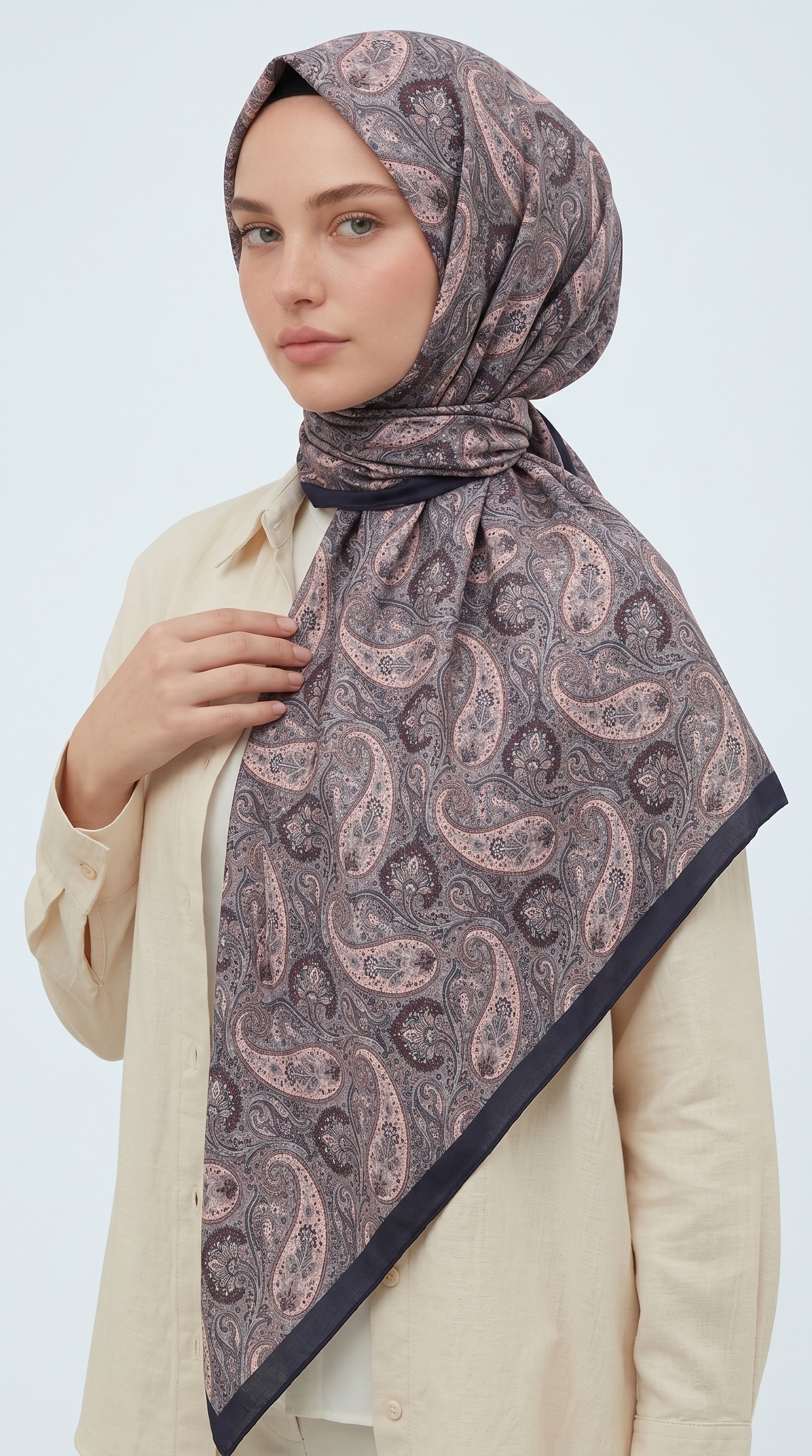 MELORA 120*120 CM COTTON EŞARP - LACİVERT / MOR