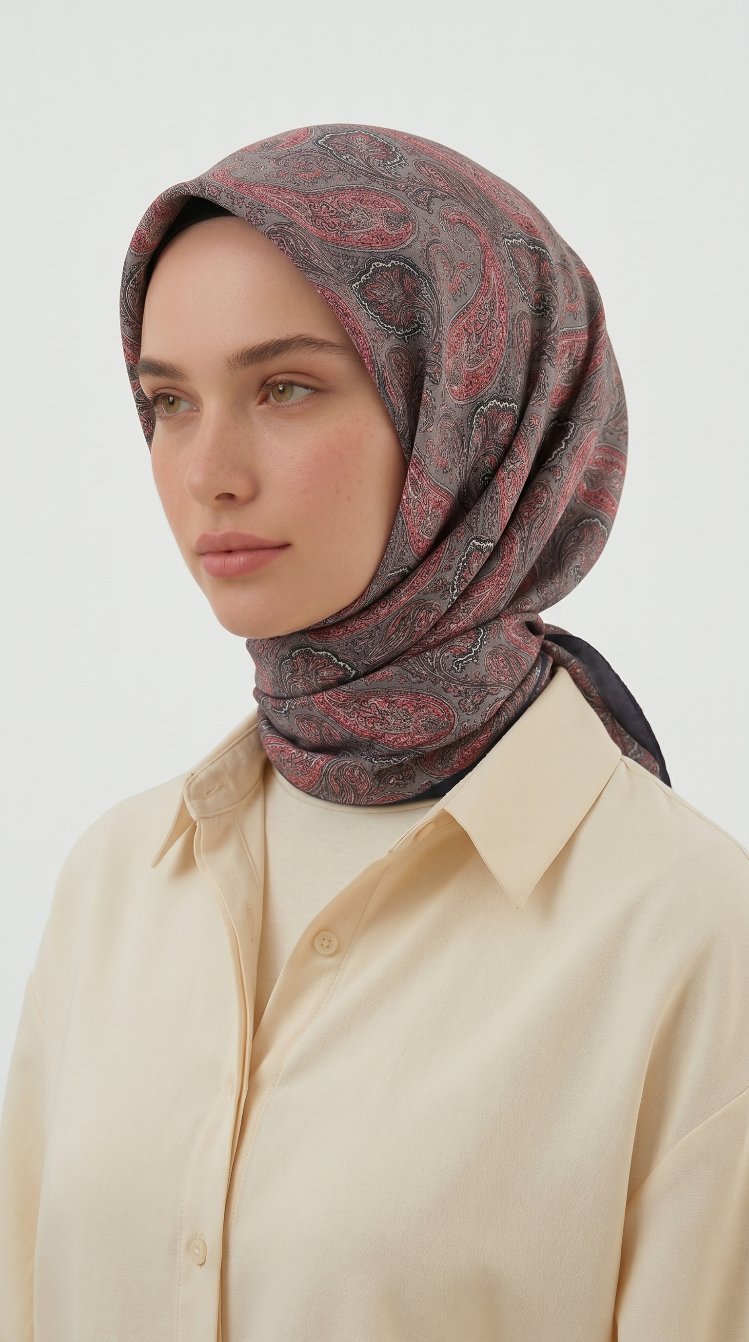 MELORA 120*120 CM COTTON EŞARP -  LACİVERT / KIRMIZI