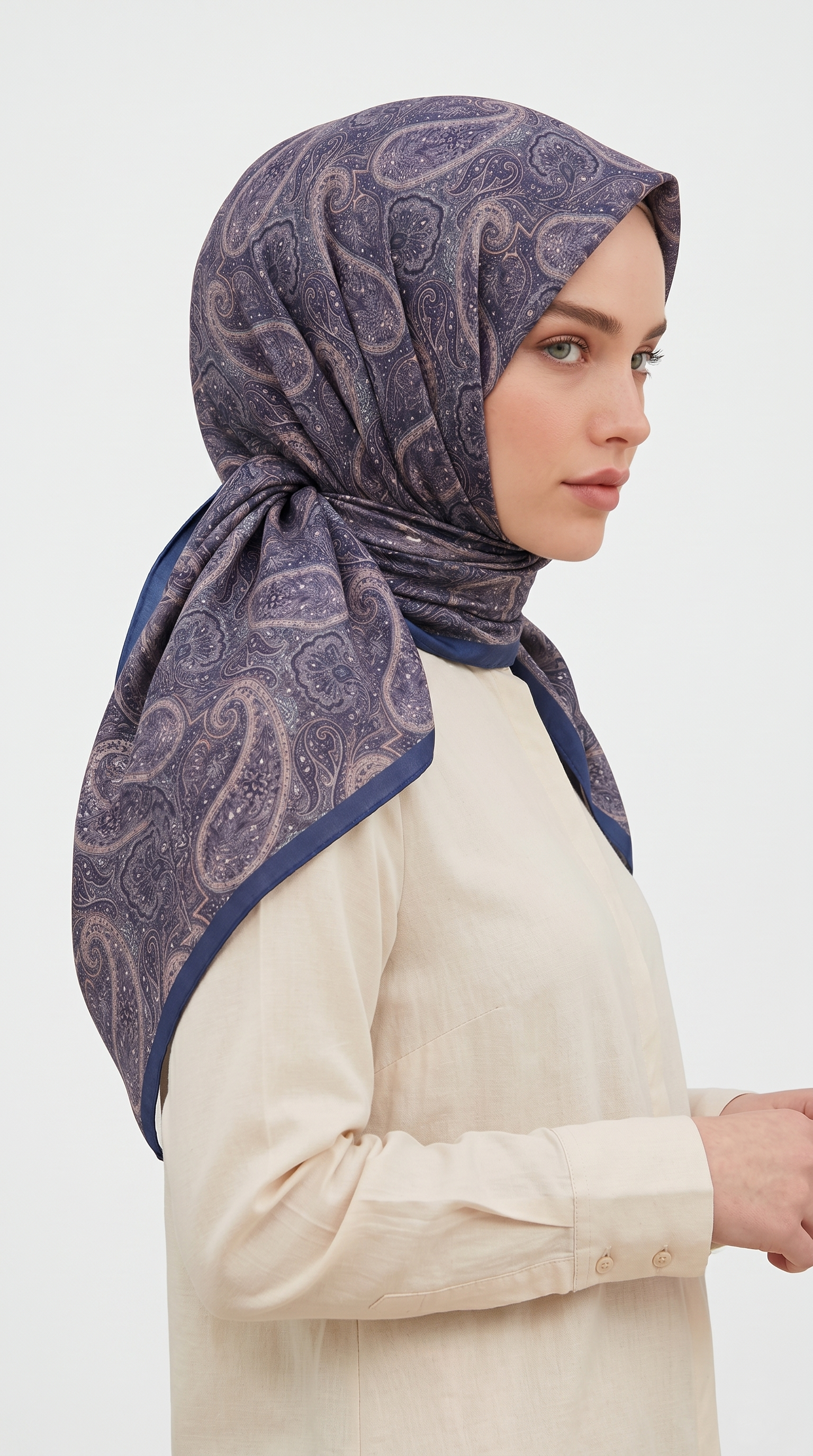 MELORA 120*120 CM COTTON EŞARP - LACİVERT