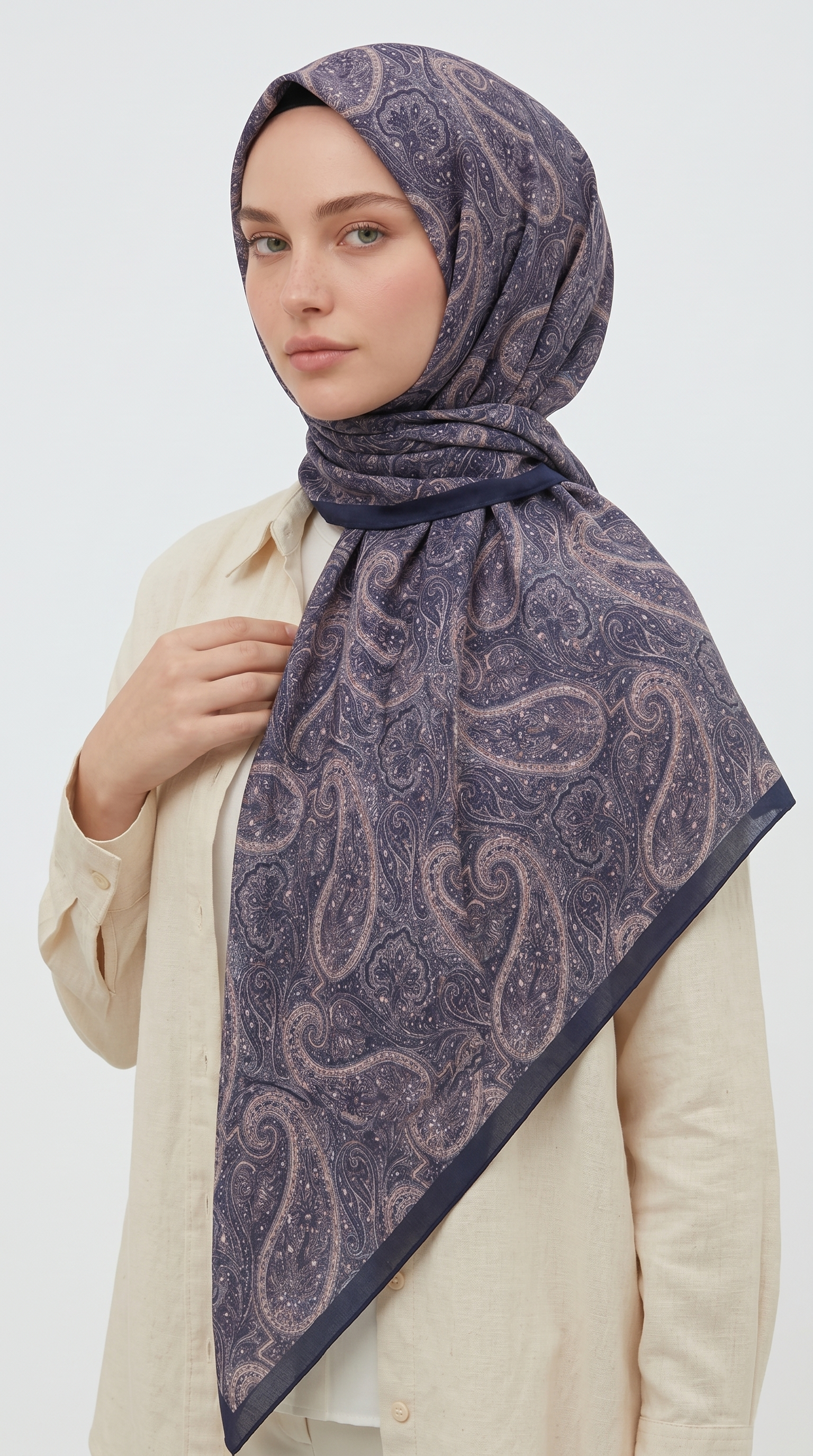 MELORA 120*120 CM COTTON EŞARP - LACİVERT