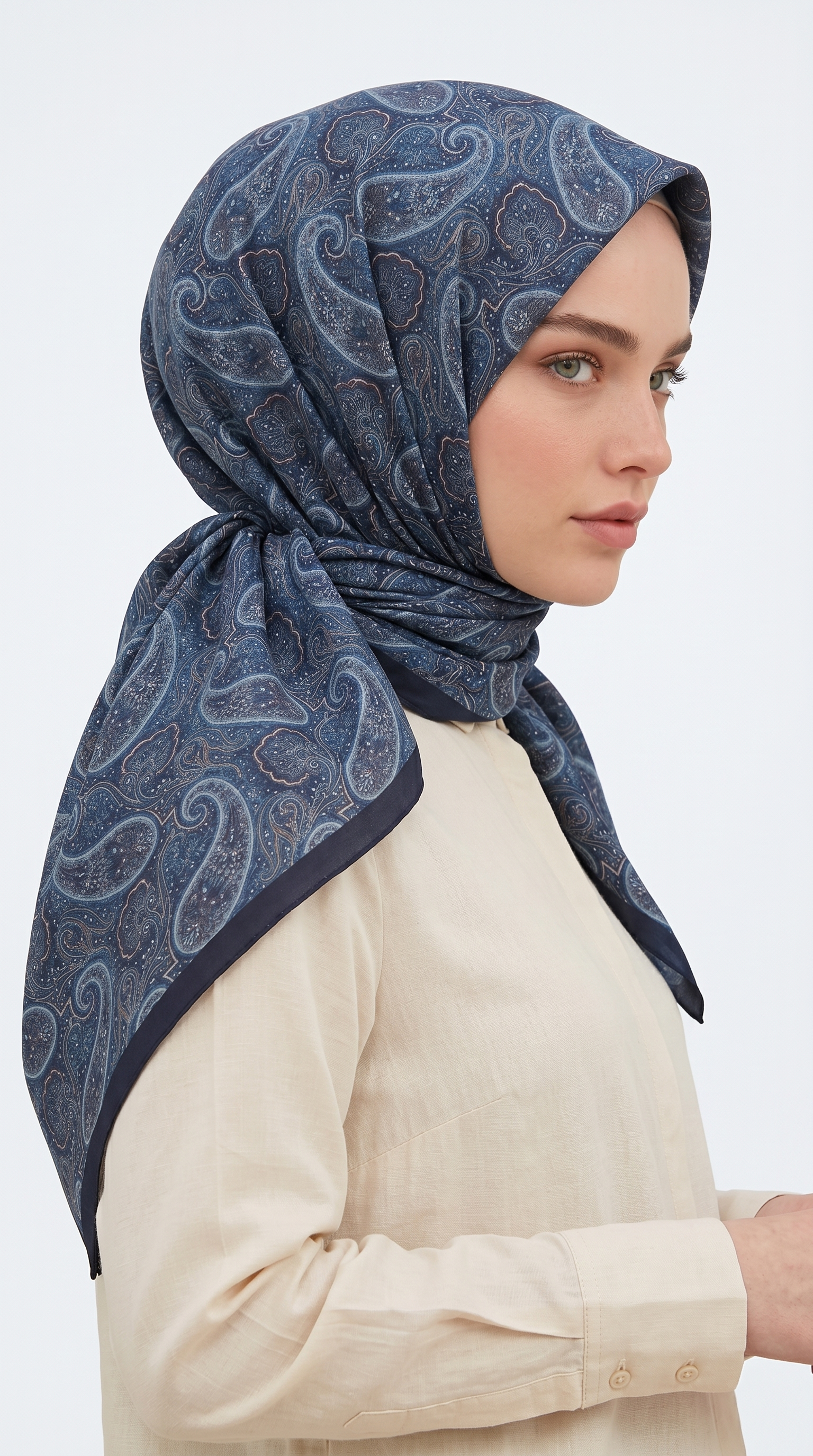 MELORA 120*120 CM COTTON EŞARP - MAVİ 