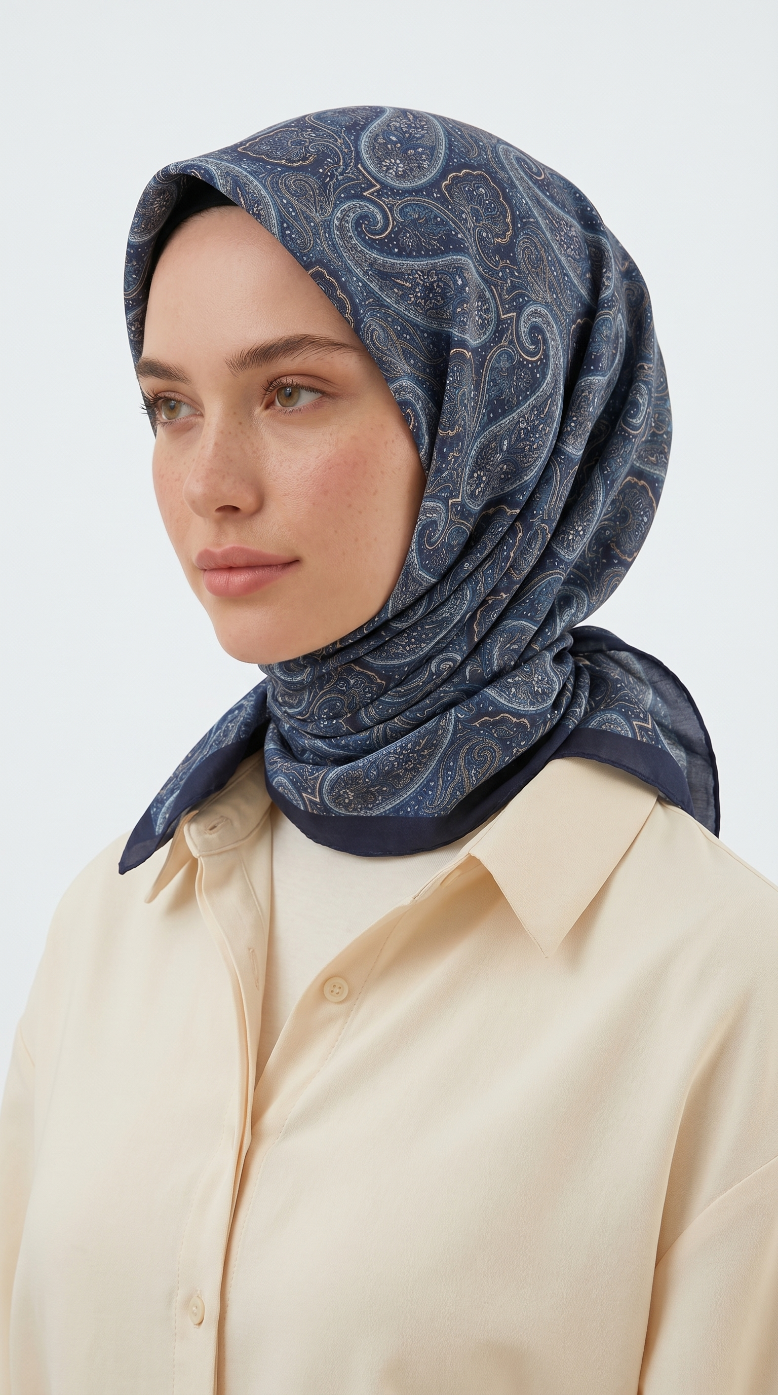 MELORA 120*120 CM COTTON EŞARP - MAVİ 