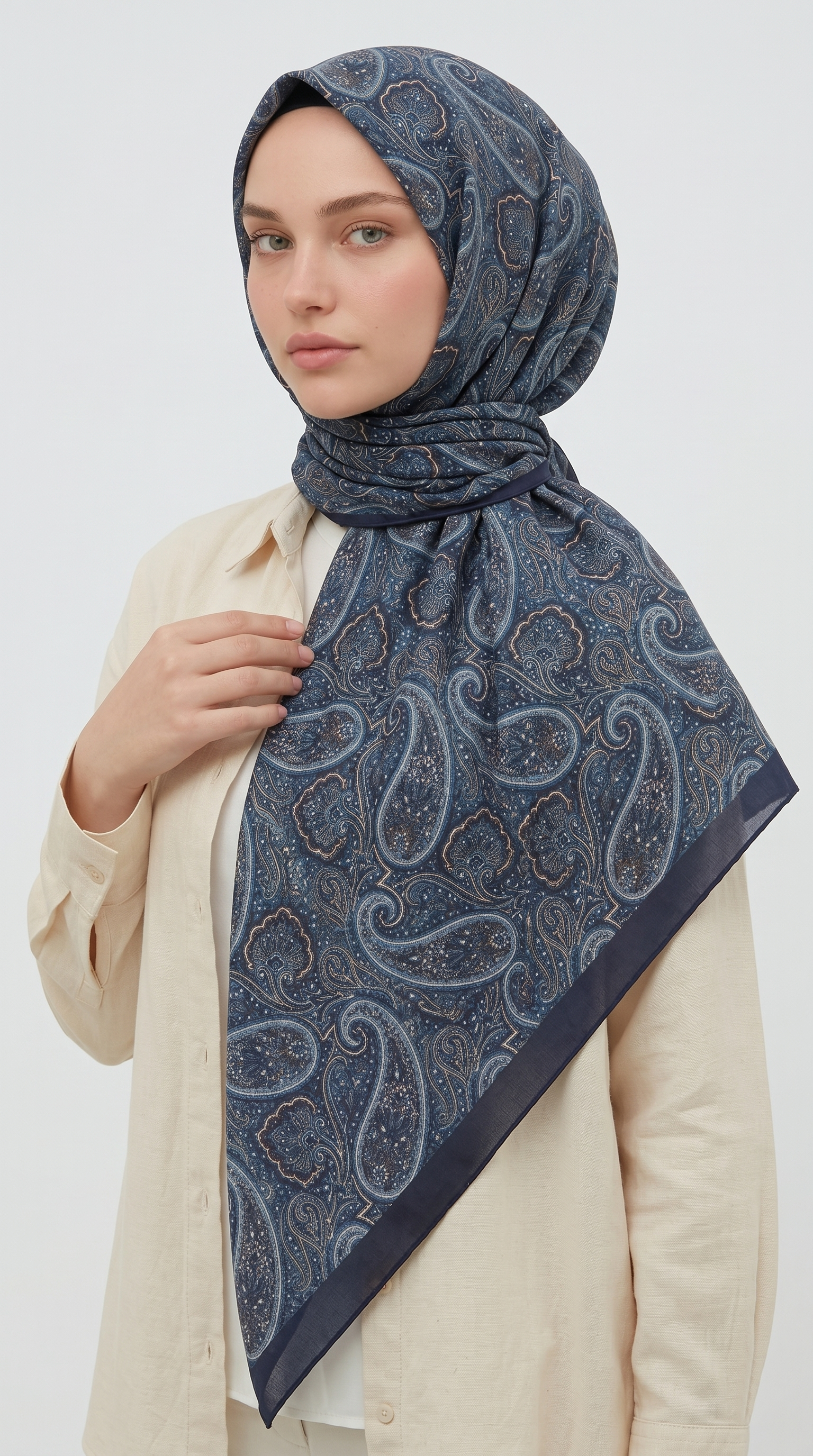 MELORA 120*120 CM COTTON EŞARP - MAVİ 