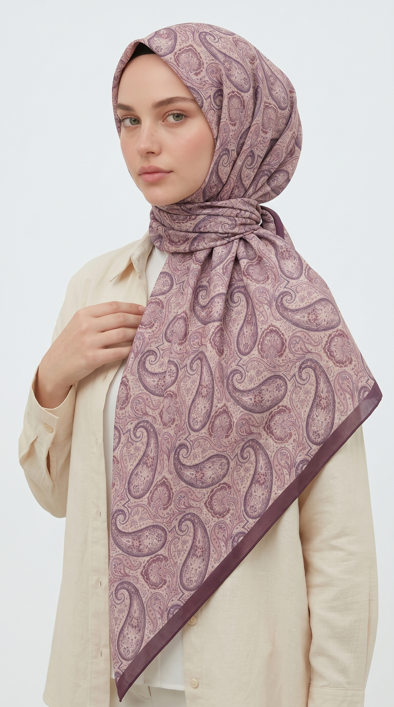 MELORA 120*120 CM COTTON EŞARP - MOR