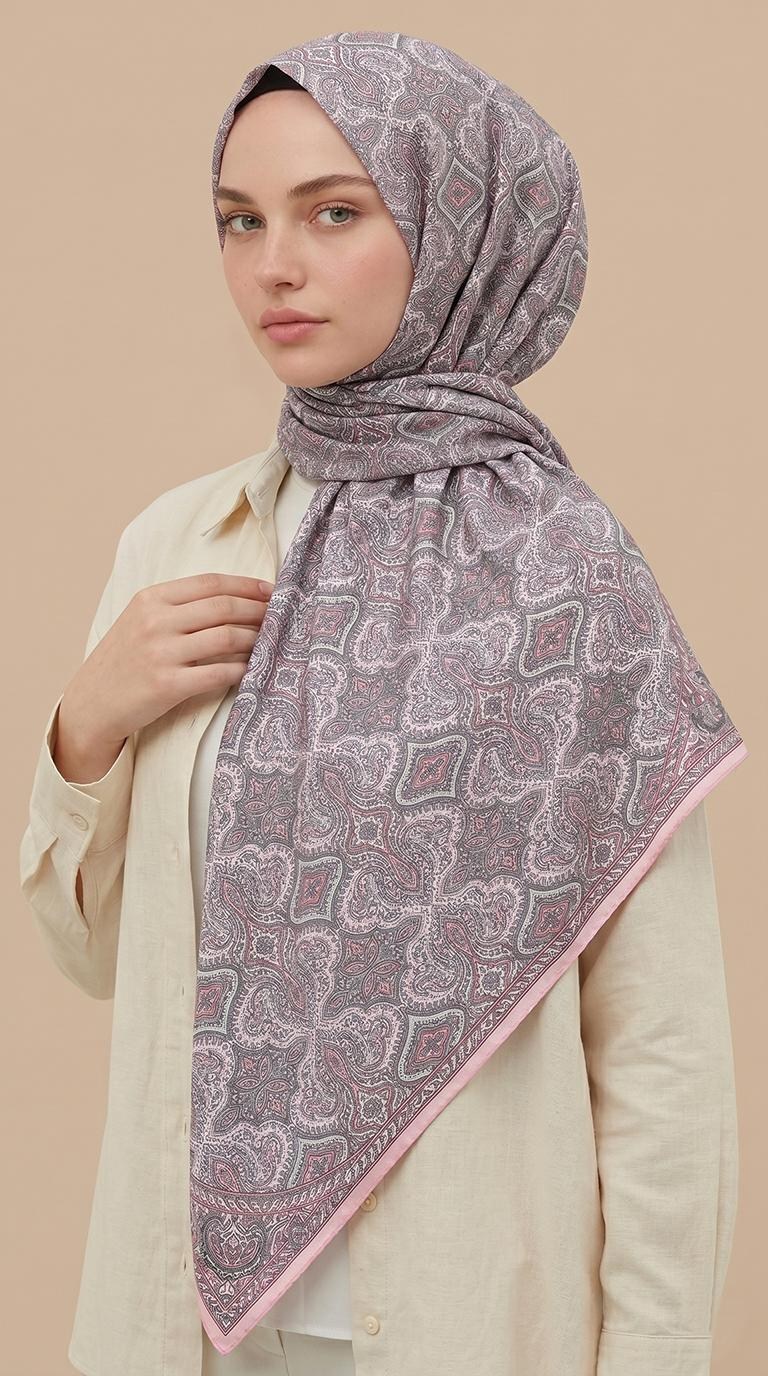 MİREYA 120*120 CM COTTON ŞAL EŞARP - TOZ PEMBE