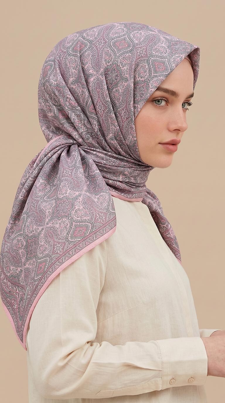 MİREYA 120*120 CM COTTON ŞAL EŞARP - TOZ PEMBE