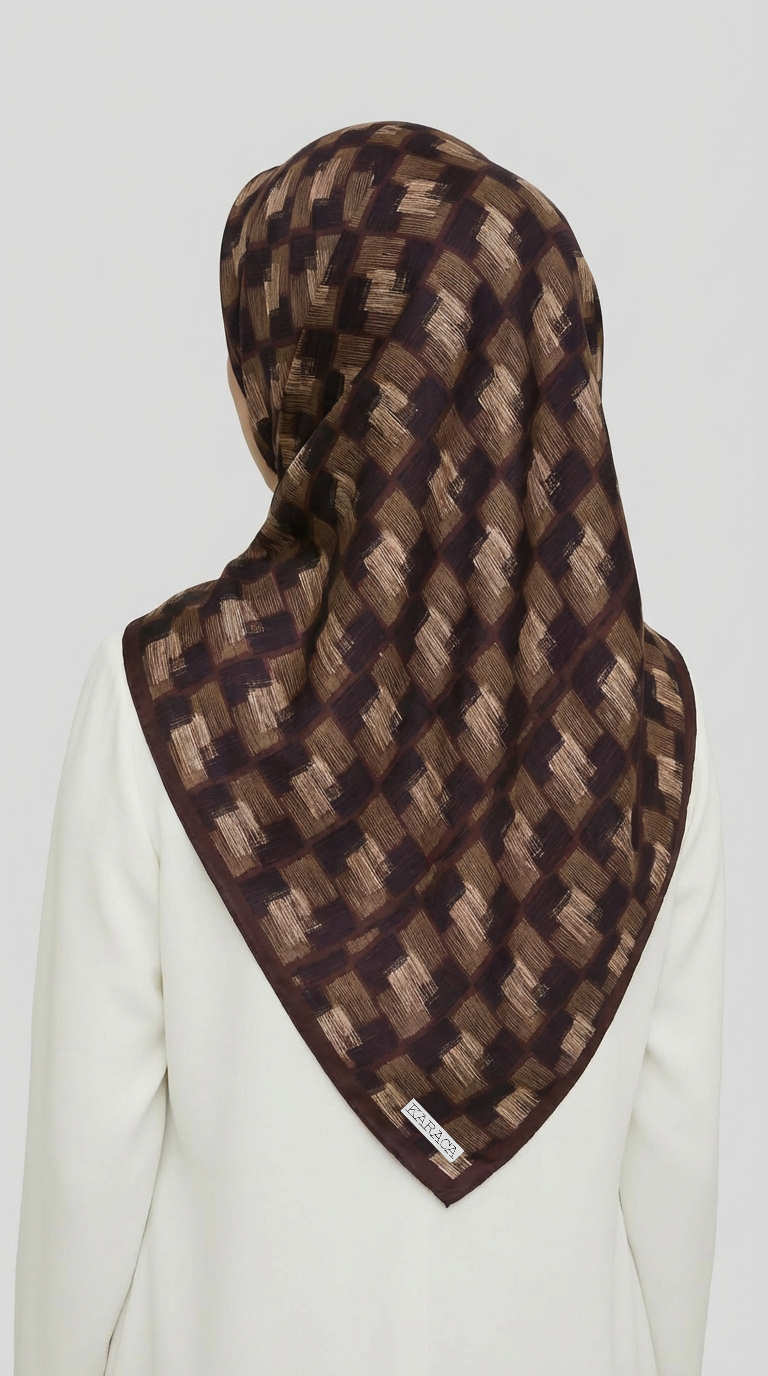 MOZAİK DESEN RAYON EŞARP - ACI KAHVE  