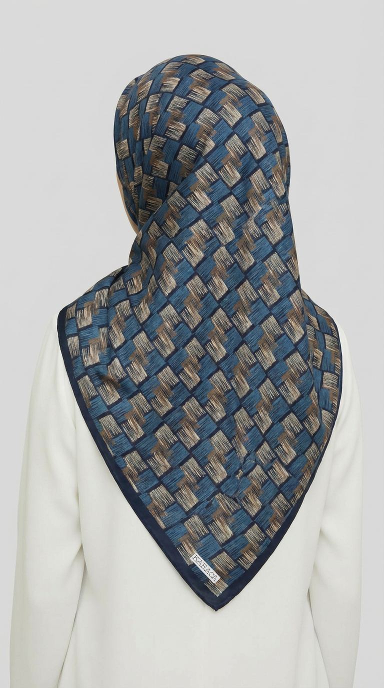 MOZAİK DESEN RAYON EŞARP - MAVİ  / İNDİGO 