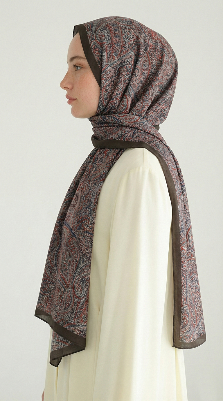 PERA DESENLİ COTTON ŞAL - ACI KAHVE