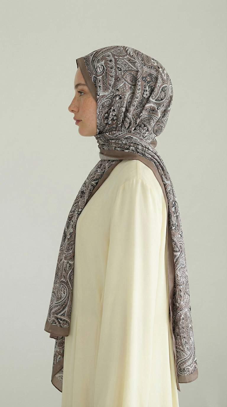 PERA DESENLİ COTTON ŞAL - SİYAH / BEJ