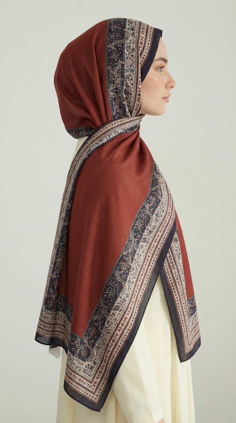 PETRA ETNİK DESEN COTTON ŞAL -   BORDO