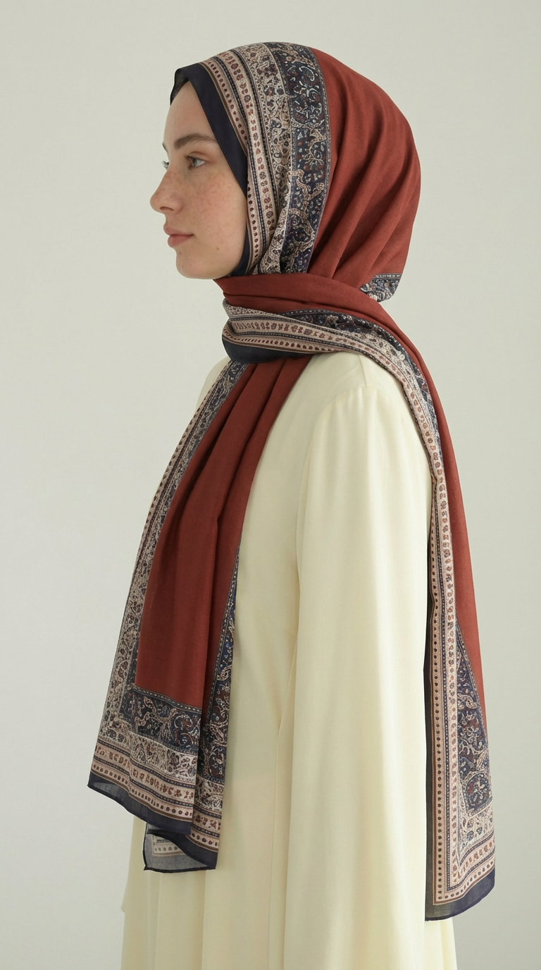 PETRA ETNİK DESEN COTTON ŞAL -   BORDO