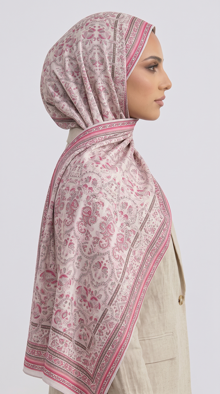 PETRA ETNİK DESEN COTTON ŞAL -  KREM / PEMBE