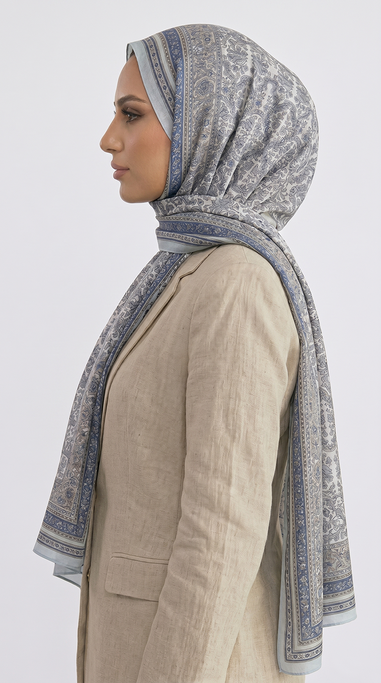 PETRA ETNİK DESEN COTTON ŞAL -  MAVİ  / BUZ MAVİSİ
