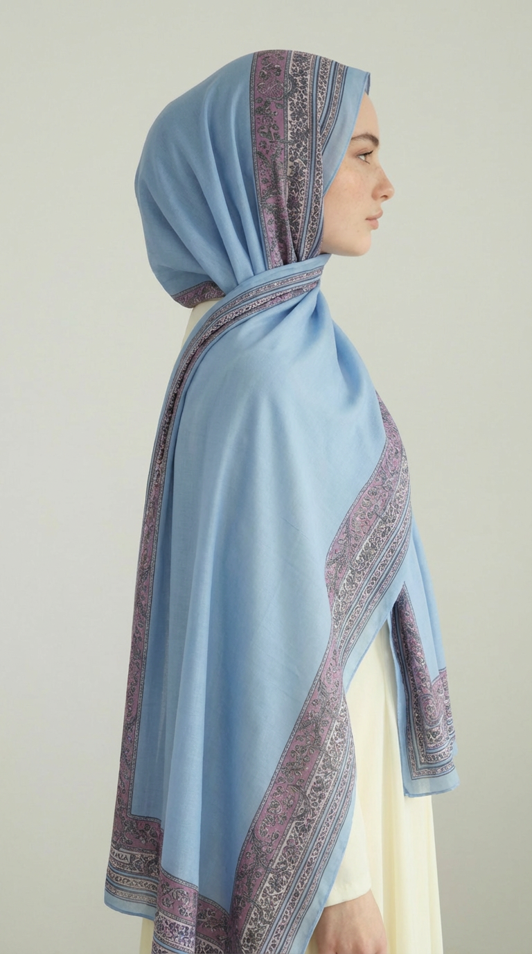 PETRA ETNİK DESEN COTTON ŞAL -   MAVİ