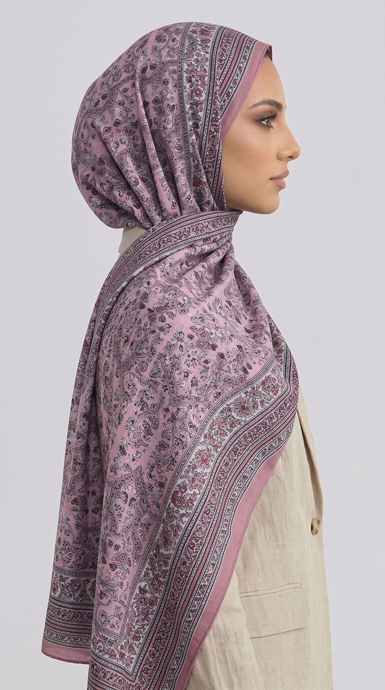 PETRA ETNİK DESEN COTTON ŞAL -  PEMBE / BEYAZ