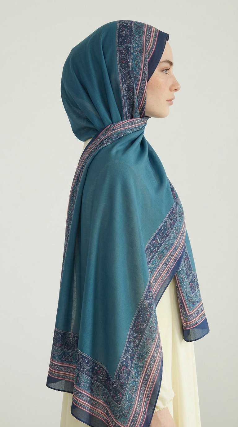 PETRA ETNİK DESEN COTTON ŞAL -   TURKUAZ / PEMBE