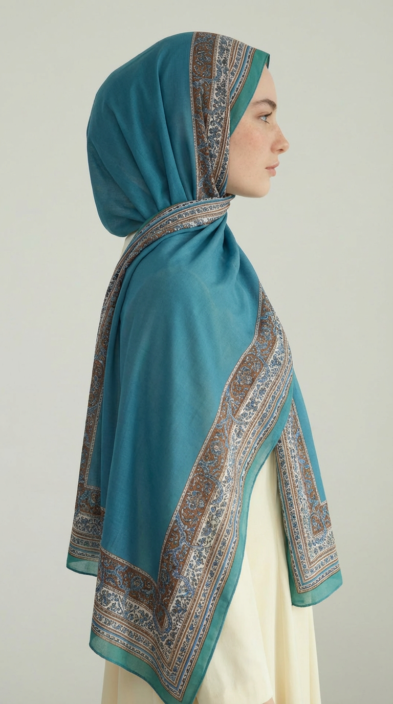 PETRA ETNİK DESEN COTTON ŞAL -  TURKUAZ