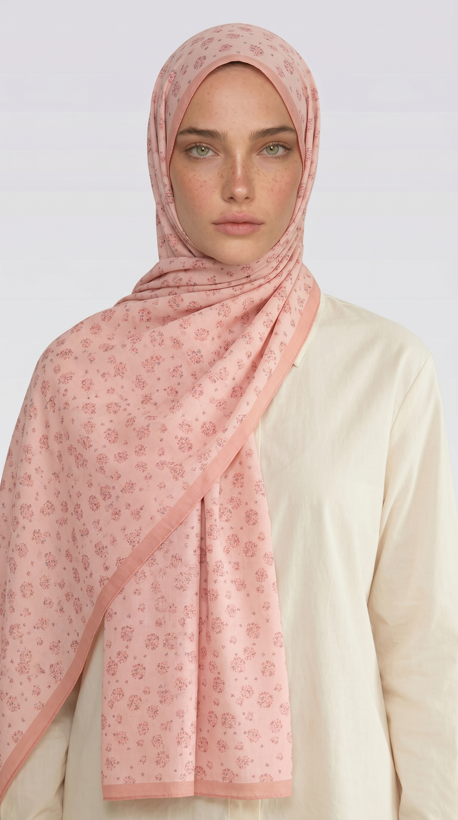 ROSA DESENLİ VUAL İPEK ŞAL -TOZ PEMBE