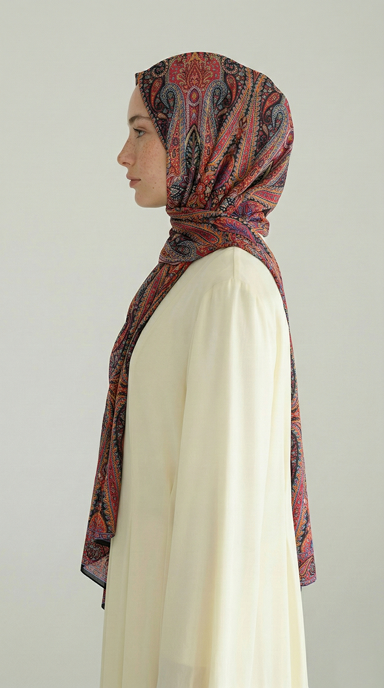 ROYAL ETNİK DESEN COTTON ŞAL - SİYAH / FUŞYA
