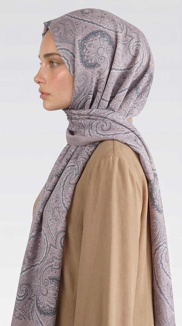 SAPHİRA DESENLİ COTTON ŞAL - GRİ / BEYAZ