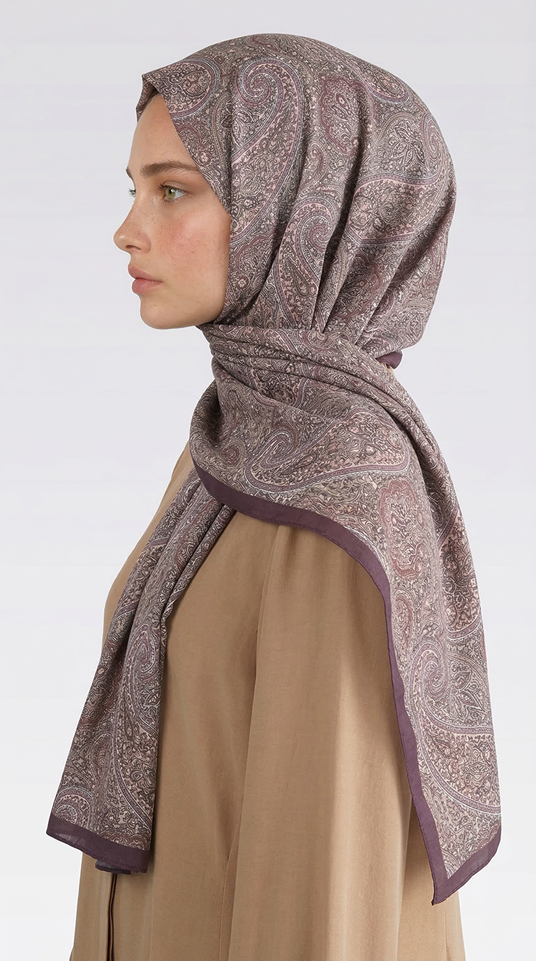 SAPHİRA DESENLİ COTTON ŞAL - KAHVERENGİ
