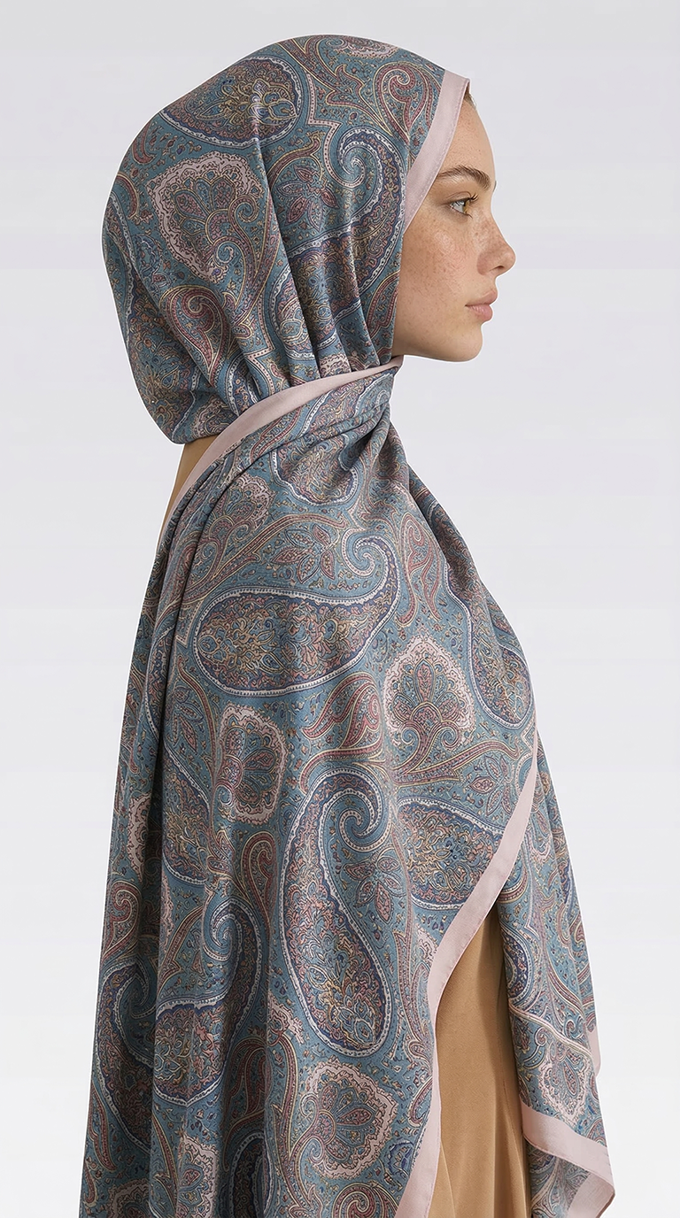 SAPHİRA DESENLİ COTTON ŞAL - YEŞİL / KREM 