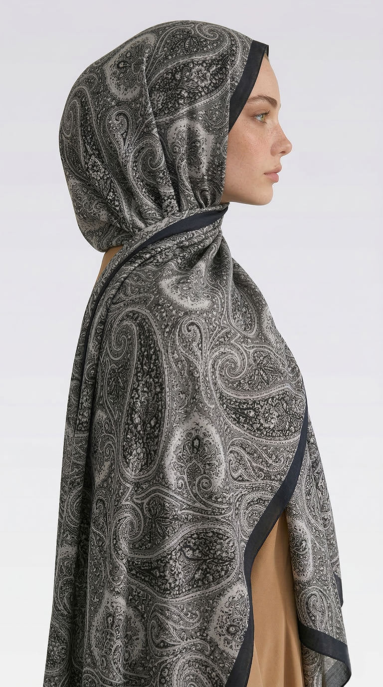 SAPHİRA DESENLİ COTTON ŞAL - SİYAH / KREM 