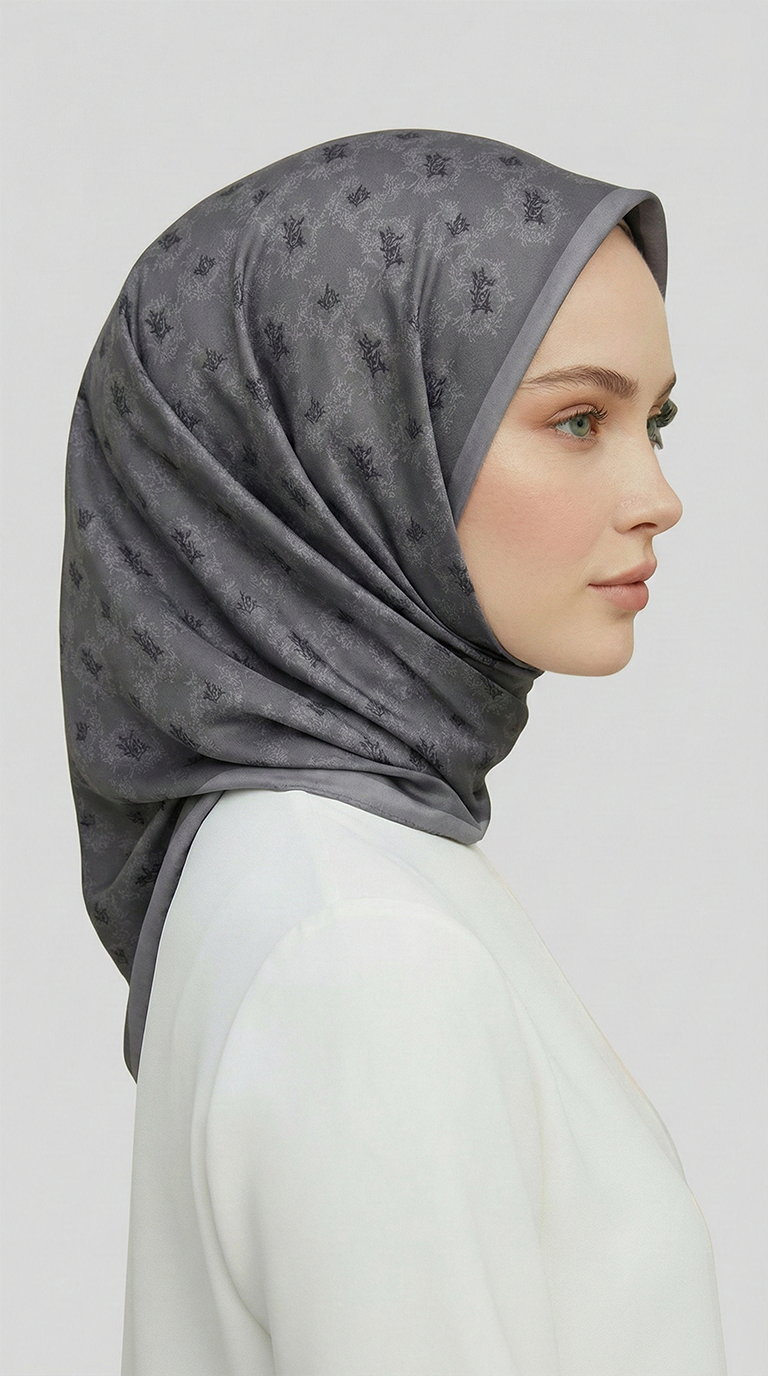 SARMAŞIK DESENLİ RAYON EŞARP - GRİ