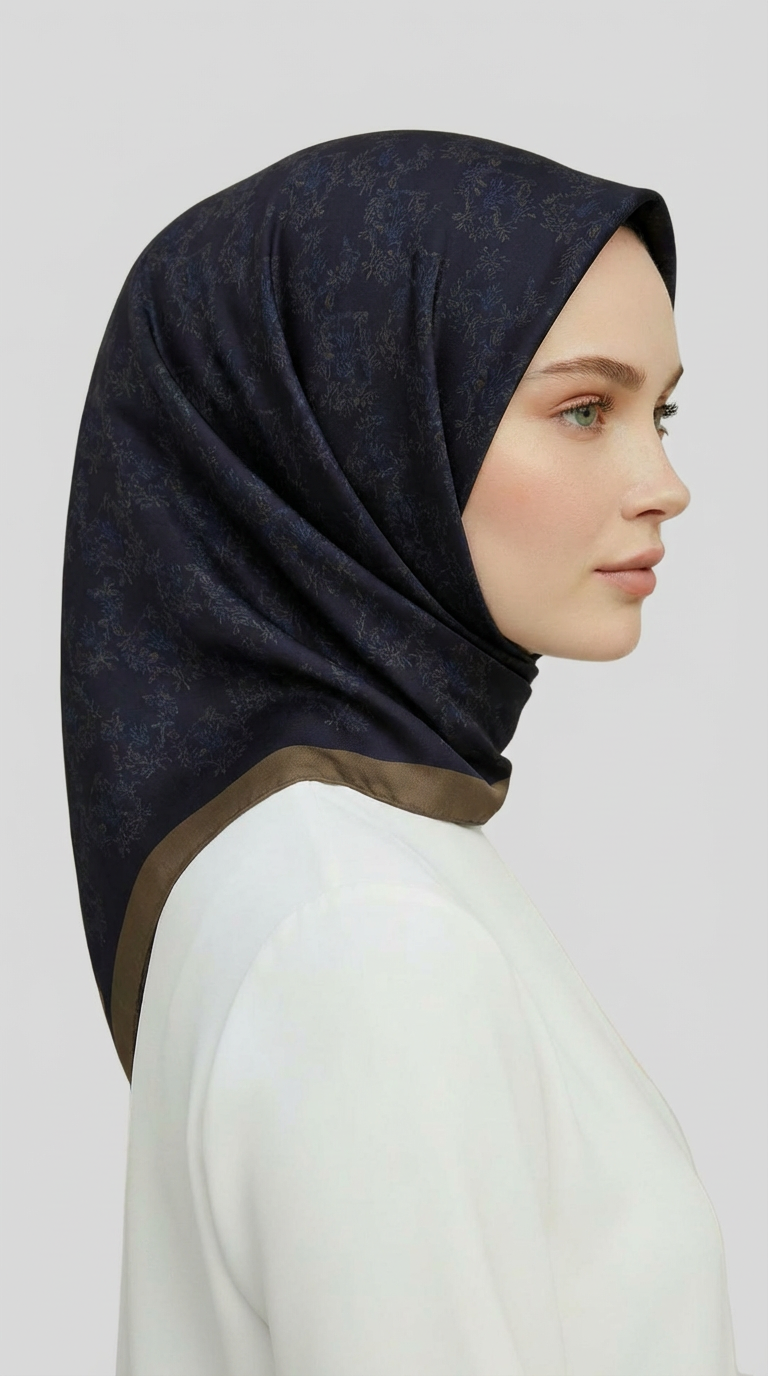 SARMAŞIK DESENLİ RAYON EŞARP - LACİVERT / HARDAL