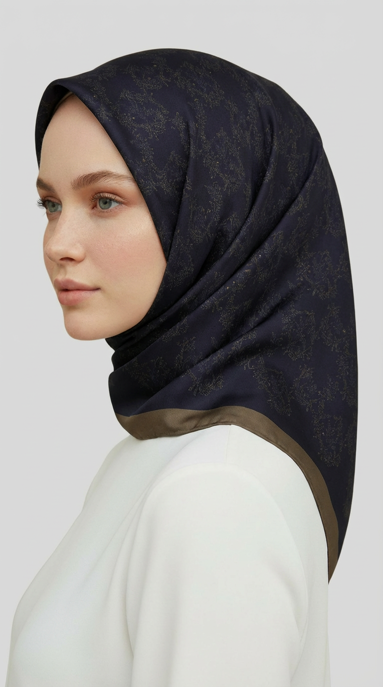 SARMAŞIK DESENLİ RAYON EŞARP - LACİVERT / HARDAL